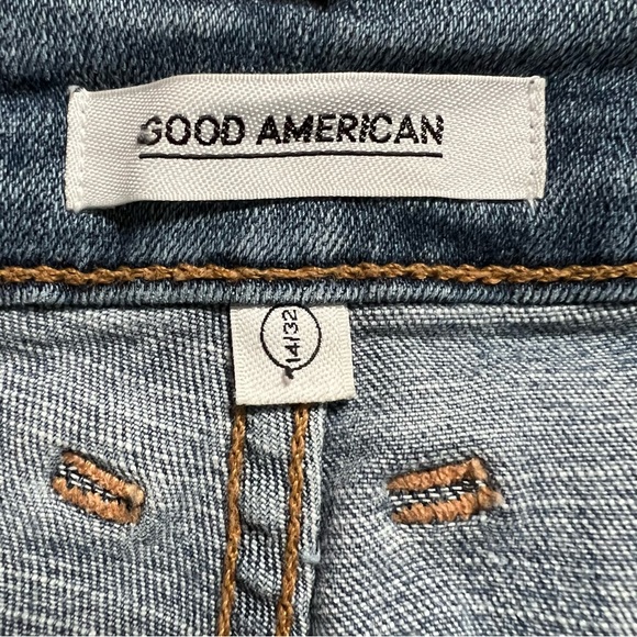 Good American Patchwork Denim Mini Skirt 14/32 Women’s Blue GASKX103 - Picture 4 of 5